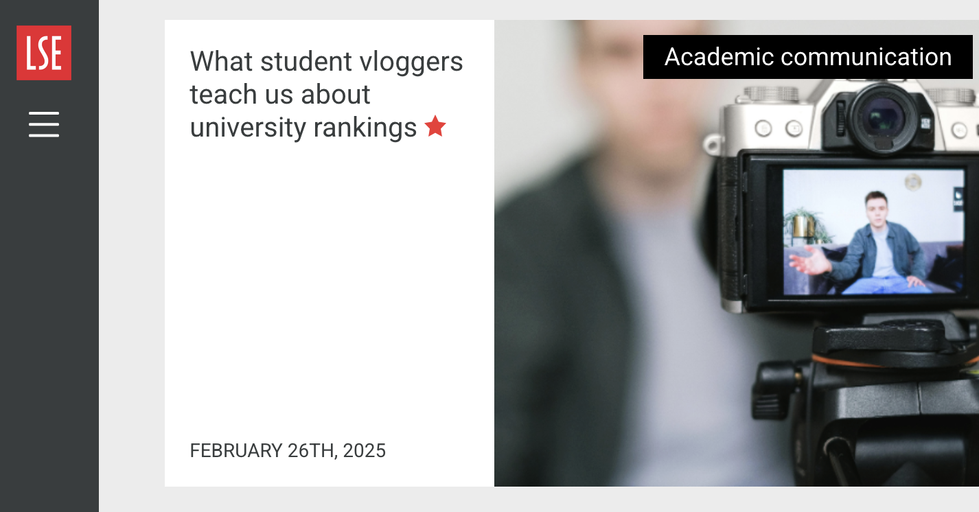 What student vloggers teach us about university rankings